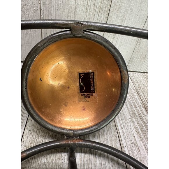 Vtg Ambrosia MCM Metal Wire & Brass Copper Basket Fruit Bowl Decor 1995 11" DIA - Picture 5 of 10